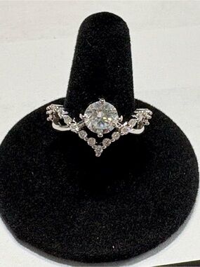 Silver Moissanite Tiara Ring - Clear